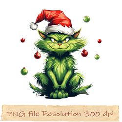 cute  cat christmas sublimation, funny xmas, gift for xmas, png funny, grinch cat png4