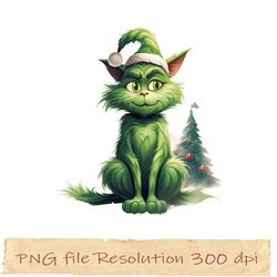 cute  cat christmas sublimation, funny xmas, gift for xmas, png funny, grinch cat png5