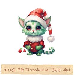 cute  cat christmas sublimation, funny xmas, cat green png, gift for xmas, png funny, grinch cat png15