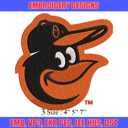 baltimore orioles embroidery design, brand embroidery, embroidery file, logo shirt, sport embroidery, digital download