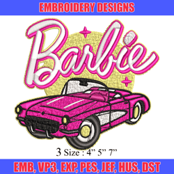 barbie girl pink car embroidery, barbie girl pink car embroidery, logo design, embroidery file, digital download.