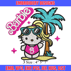 barbie hallokitty embroidery design, barbie girl embroidery, logo design, embroidery file, logo shirt, digital download.