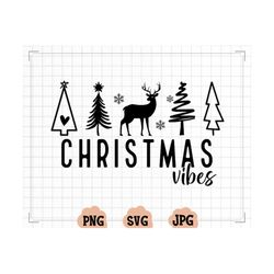 christmas vibes png, retro christmas png, boho christmas png, decorated christmas vibes png jpg design, cricut tree svg