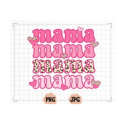 retro mama stacked png, leopard mama png, mom png sublimation, mother's day png design, mama with heart png, mommy png