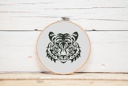 tiger cross stitch pattern one color cross stitch wild cat cute cross stitch digital format pdf modern cross stitch