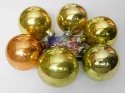 glass christmas ornament color balls vintage tree decoration ussr 1960s - 6 pcs.