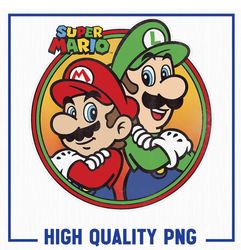 super mario and luigi brothers png, circle graphic png, mario fan gift, birthday gift for game lover, mario png