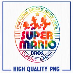 super mario brick break 85 png, tie dye logo graphic png, mario fan png, birthday gift for game lover png, mario png