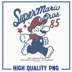 super mario brothers png, '85 vintage stars png, mario fan gift png, birthday gift for game lover png, game gaming gamer