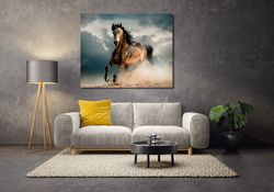 running horse canvas wall art, strong horses canvas poster , home decor art, colourful print canvas decor home , noble h