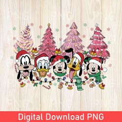 retro mickey and friends christmas png, mickey very merry christmas party png, disneyland christmas png, disney tree png
