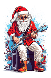 santa claus plays electric guitar like a rock star