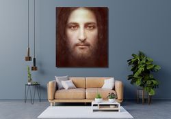 real face of jesus christ canvas home decor, christian gifts, church canvas, ready to hang,christian wall decor canvas,1