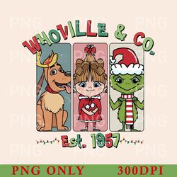 retro merry grinchmas png, vintage christmas png, whoville and co 1957 png, christmas family png, christmas party png