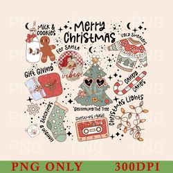 cute merry christmas png, milk and cookies png, christmas lights, christmas women png, gift for santa, retro christmas