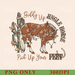 retro cowboy christmas png, retro giddy up jingle horse pick up your feet, howdy country christmas png, christmas horse