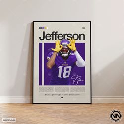 Justin Jefferson Poster, Minnesota Vikings Print, NFL Poster, Sports Poster, Football Poster, NFL Wall Art, Sports Bedro