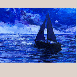 evening sea yacht original seascape art hand painted unique wall decor art work by rinaartsk