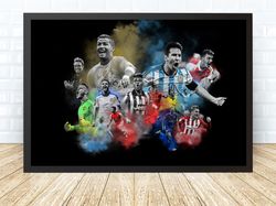 lionel messi and ronaldo football poster canvas wall art family decor, home decor