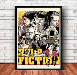 pulp fiction movie poster canvas wall art family decor, home decor,frame option