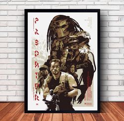 the predator monster movie poster canvas wall art family decor, home decor,frame option