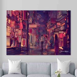 wall art  lo-fi style canvas lofi bedroom canvas lofi art lo-fi anime city poster anime art japanese anime aesthetic ani