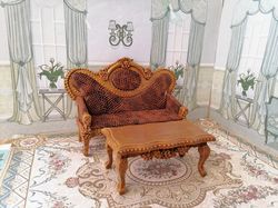 dollhouse furniture. 1:12. furniture set.handmade.sofa and coffee table .