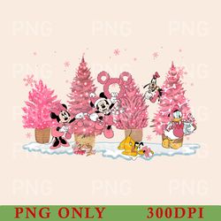 vintage mickey and friends pink christmas tree png, disney christmas lights png, mickey very merry christmas download