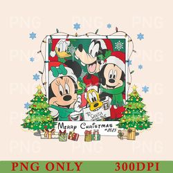 mickey and friends christmas png, disney pink christmas tree png, disney christmas matching png, disney family trip png