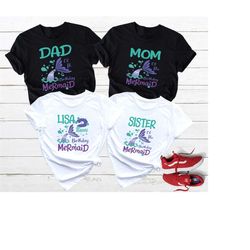 mermaid family birthday shirts, mermaid party shirts, matching family birthday shirts, birthday girl matching shirts, fa