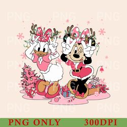 vintage minnie daisy christmas png, vintage disney christmas friends png, cute disney reindeer png, christmas lights png