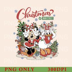 vintage minnie daisy christmas tree png, retro disney christmas png, disney christmas friends png, disneyland family png