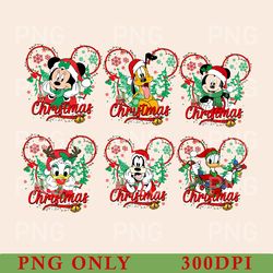 retro mickey and friend christmas character png, mickey christmas png, retro disney christmas png, disneyland xmas png