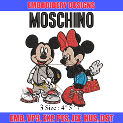 moschino mickey and minnie mouse embroidery design, disney embroidery, cartoon design, embroidery file, digital download