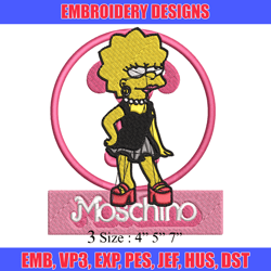 moschino milano lisa simpson embroidery design, simpson embroidery, cartoon design, embroidery file, digital download.