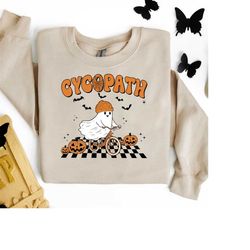 Cycopath Halloween Sweatshirt, Ghost Halloween Sweatshirt, Retro Halloween Shirt, Pumpkin Sweatshirt, Cute Ghost Sweatsh