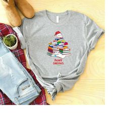 merry christmas shirt, book christmas tree shirt, teacher christmas t-shirt, holiday shirt, christmas gifts, book lover