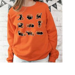 Halloween Sweatshirt, Halloween Cat Sweatshirt, Black Cat Shirt, Ghost Cat Sweatshirt, Cat Lovers Gift, Halloween Gift,