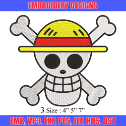 one piece luffy logo embroidery design, one piece embroidery, anime design, embroidery file, digital download.