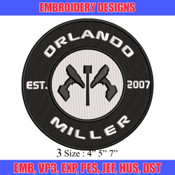 orlando miller installations embroidery design, logo embroidery, logo design, embroidery file, digital download.