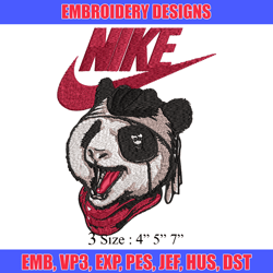 panda cartoon nike embroidery design, panda cartoon embroidery, nike design, embroidery file, instant download.
