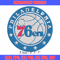 philadelphia 76ers embroidery design, brand embroidery, embroidery file, logo shirt, sport embroidery, digital download