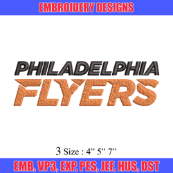 philadelphia flyers embroidery design, brand embroidery, embroidery file, logo shirt, sport embroidery, digital download