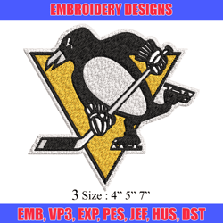 pittsburgh penguins embroidery design, brand embroidery, embroidery file, logo shirt, sport embroidery, digital download