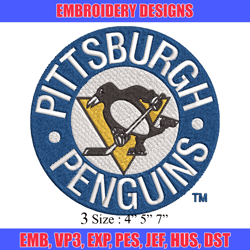 pittsburgh penguins embroidery design, brand embroidery, embroidery file, logo shirt, sport embroidery,digital download