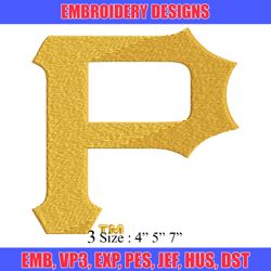 pittsburgh pirates embroidery design, brand embroidery, embroidery file, logo shirt, sport embroidery, digital download
