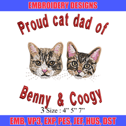 proud cat dad  embroidery design, proud cat dad embroidery, logo design, embroidery file, logo shirt, digital download