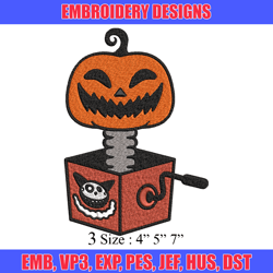pumpkin surprise embroidery design, pumpkin halloween embroidery, halloween design, embroidery file, digital download.