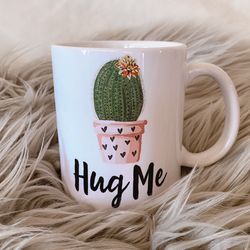 Hug Me Cactus Mug, Great Gift For Plant Lovers, Succulent Mug