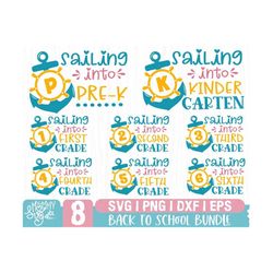 sailing into 1st grade svg, school svg, school svg bundle, back to school svg,1st day of school svg, kindergarten 1st to 6th grade